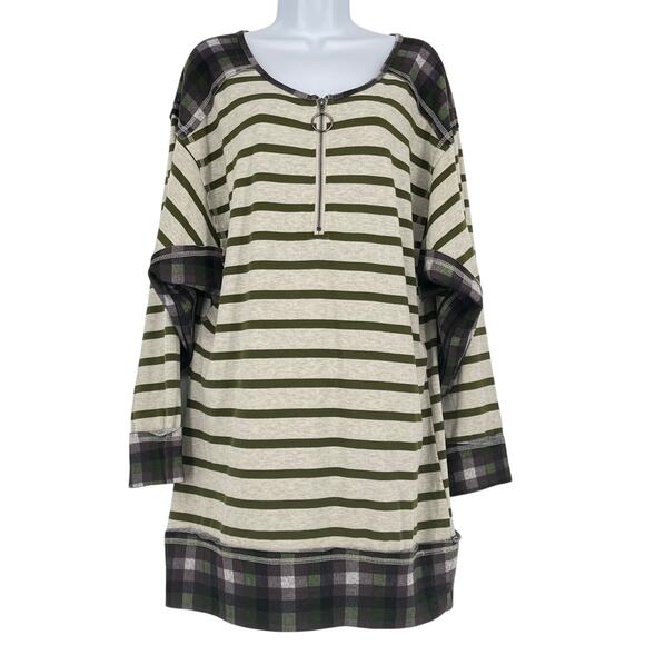 Everlily Rain Blueheaven Long Sleeve Tee Shirt in Grey/Green Size Medium - Picture 1 of 6